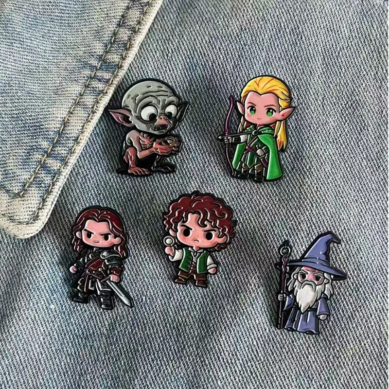 Cartoon anime movie creative metal badge personality Gandalf elf hobbit Gollum alloy brooch decoration clothing accessories gift