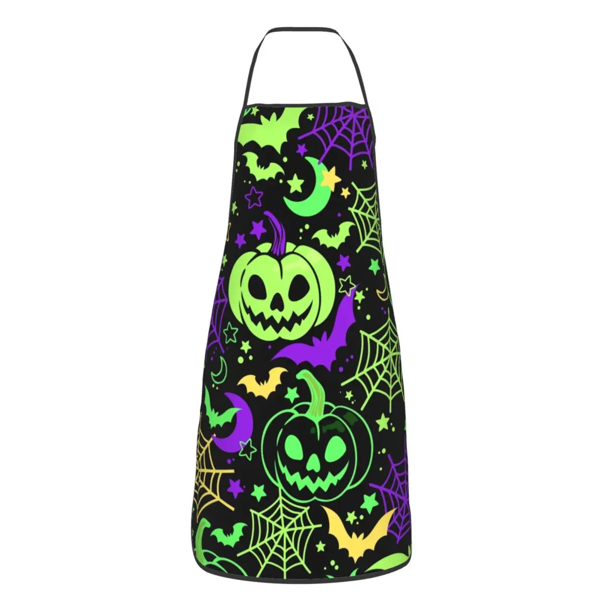 Custom Bib Halloween Pumpkins Spider And Bats Aprons Men Women Unisex Adult Chef Cooking Kitchen Tablier Cuisine Gardening