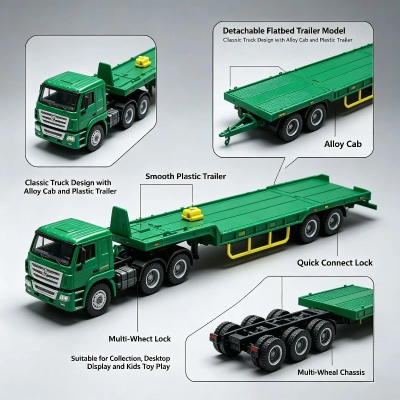 Classic Bulk Packaging Truck Trailer Model Simulation Old Goods Ornament Collection Micro Mold