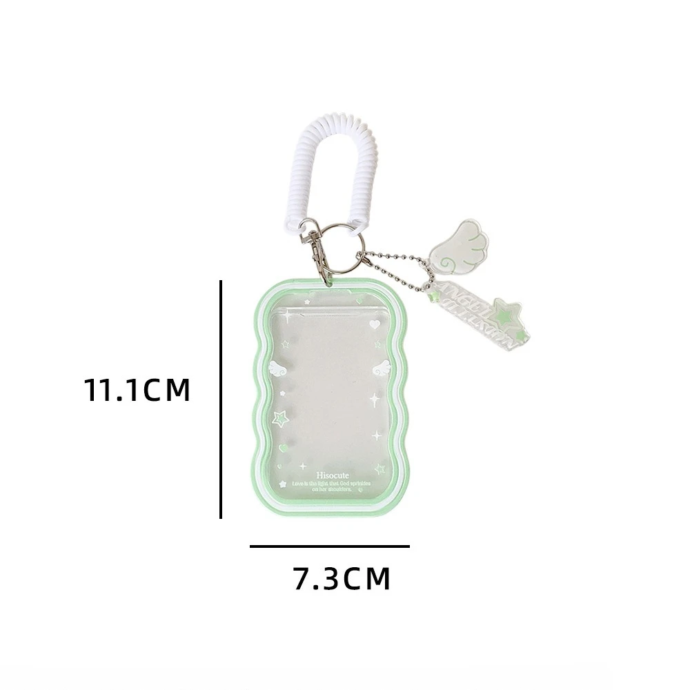 Macaron Color Elastic Cord 3 Inch Pendant Card Holder Cute Angel Wings Photocard Display Case Bus Card Holder view 5