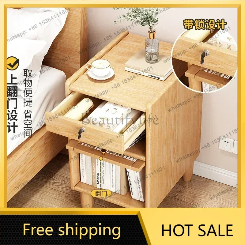 LDFarmhouse Nightstand with Large Storage,End Table with 2 Drawers Storage,Side Table, Bedside Cabinet with A Lock