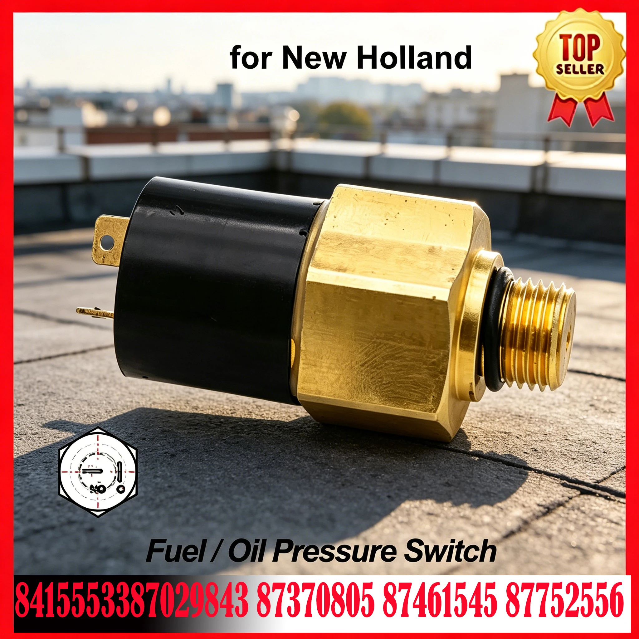 New Fuel Oil Pressure Switch 84155533 for New Holland 2P Normally Open 1/4-18NPT Replaces # 87029843 87370805 87461545 87752556