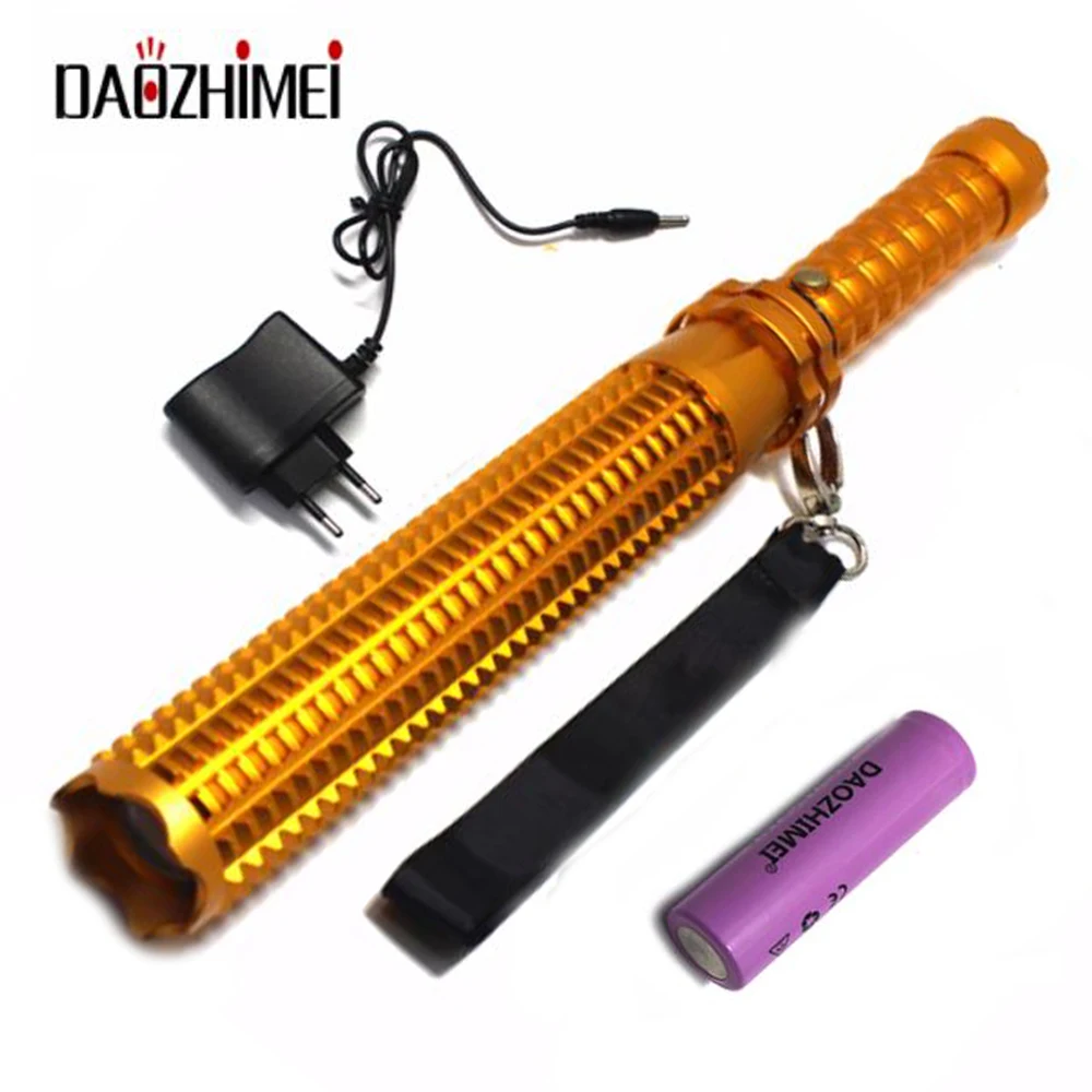 2000LM Q5 Baseball Bat Gold Led Tactical Torch 3 Mode Adjustable Self Defense Torch Powerful Light Lanterna Flashlight