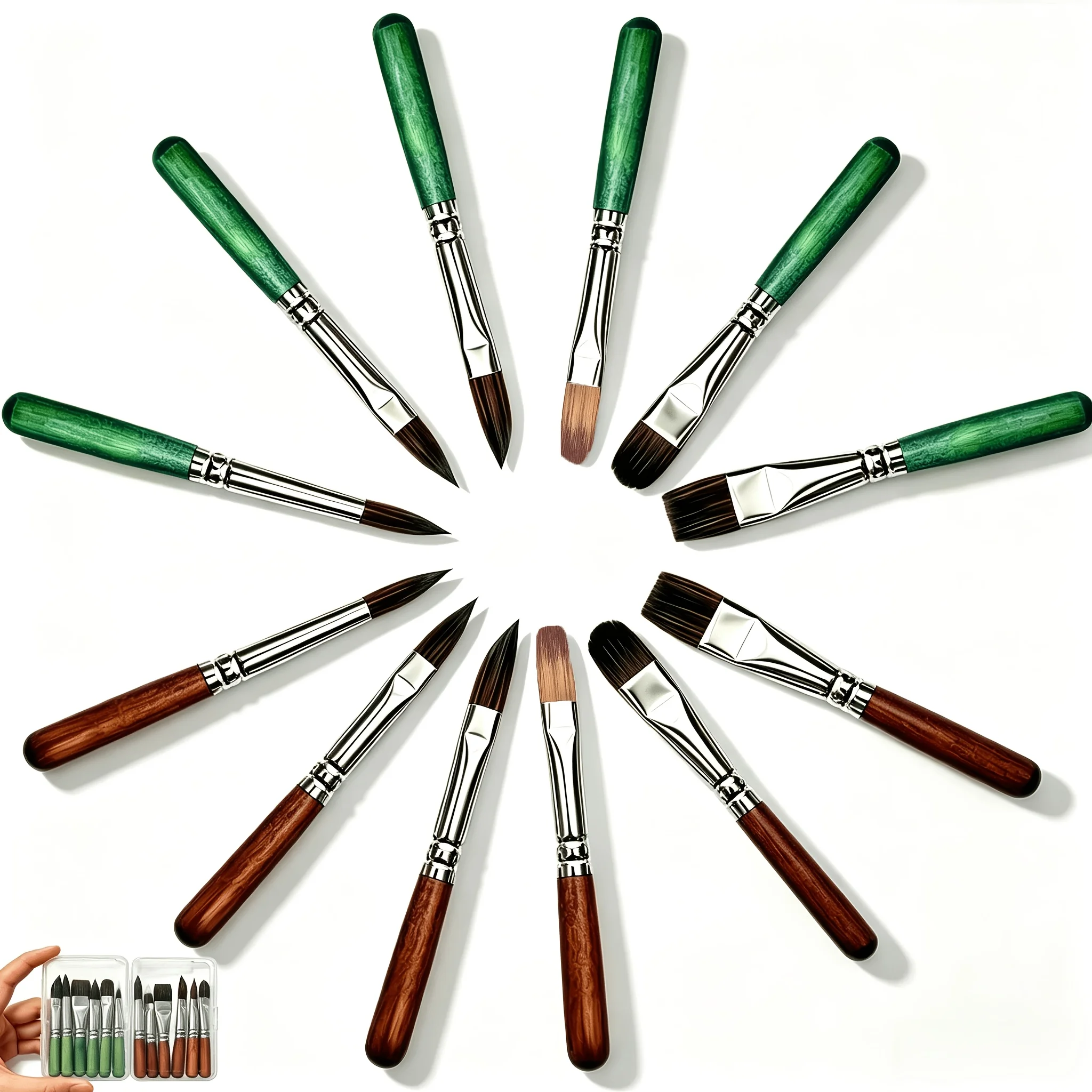 6Pcs Mixed Tip Nylon Paint Brush Set, Drawing Brushes for Plaster Doll, Paint by Numbers & Acrylic Hand Painting