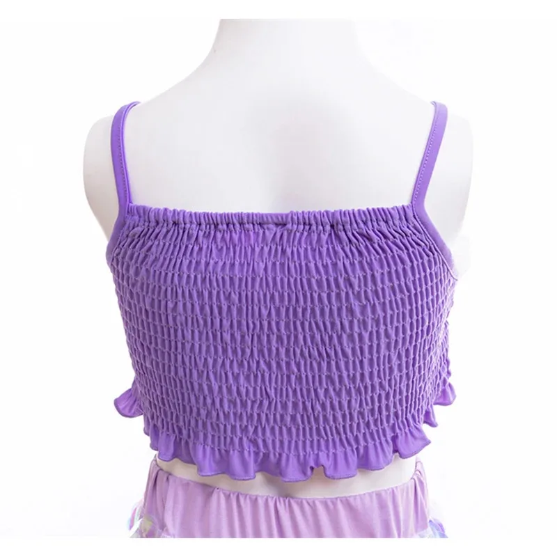 فتاة حورية البحر تأثيري فستان تحت شخصيات البحر زي الفتيات بلا أكمام الترتر قطعتين الكرة ثوب كرنفال ملابس الحفلات