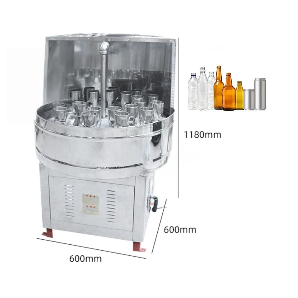 Portable Industrial PET Bottle Washer/Milk Rotary Wine Plastic Semi Automatic Pet Recycle Glass Bottle Washing Cleaning Machine