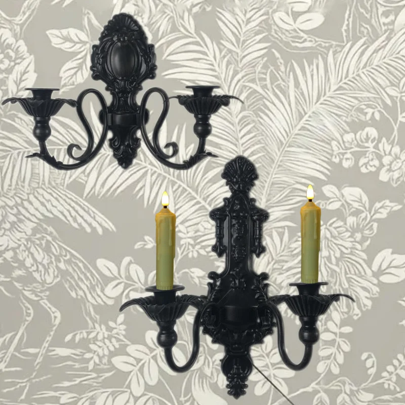 Wandleuchter, Vintage-Kerzenhalter zur Wandmontage, Kandelaber aus Gusseisen, Gothic-Wanddekoration für Wohnzimmer, Flure, Eingangsbereich, Schlafzimmer