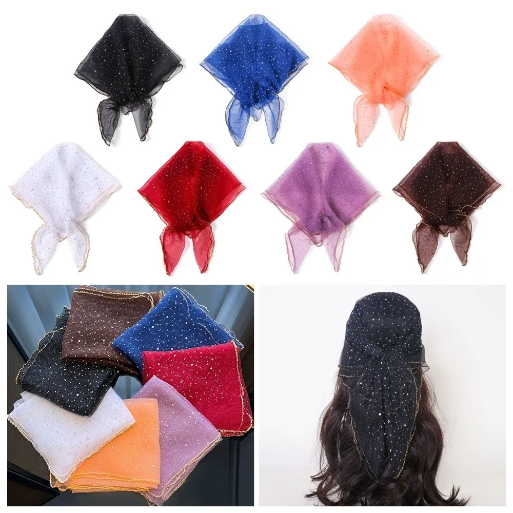 

Versatile Styling​​ 80x80cm Square Scarf​​ with Rhinestone Glitter Hijab Scarf Long Soft ​​Luxury Bag Scarf​​ Beach Cover-up​​