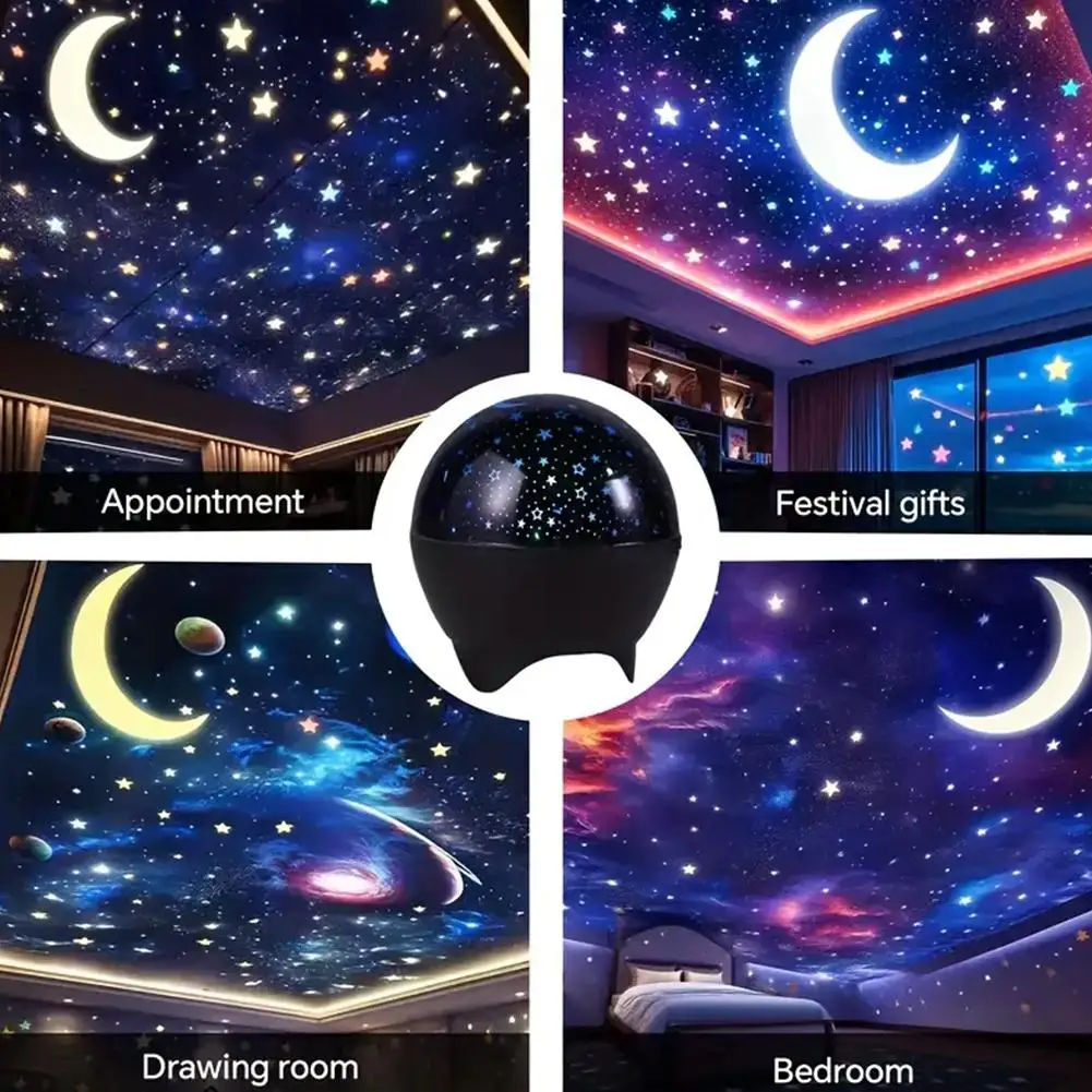 New Colorful Starry Sky Series 17 Colors Star Moon Ambient Night Light Starry Sky Dream Projection Light Ball Electric USB Lamps