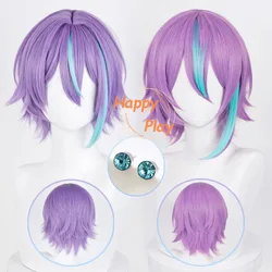 2 Styles Anime Kamishiro Rui Cosplay Wig Blue Purple Mixed Wigs Heat Resistant Synthetic Hair Halloween Unisex Wigs + Wig Cap