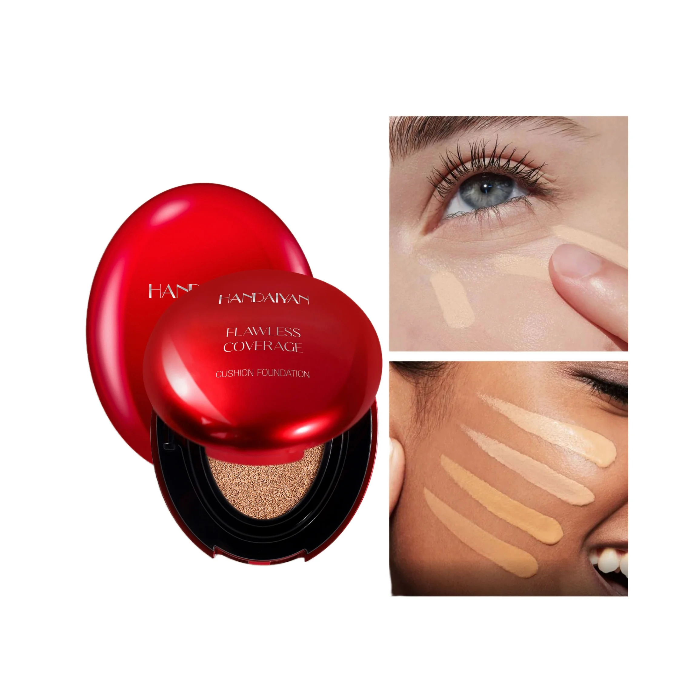 롱 웨어 에어 쿠션 파운데이션 내추럴 피니쉬 화이트닝 컨실러 오일 프리 메이크업 베이스 여성용 경량 커버