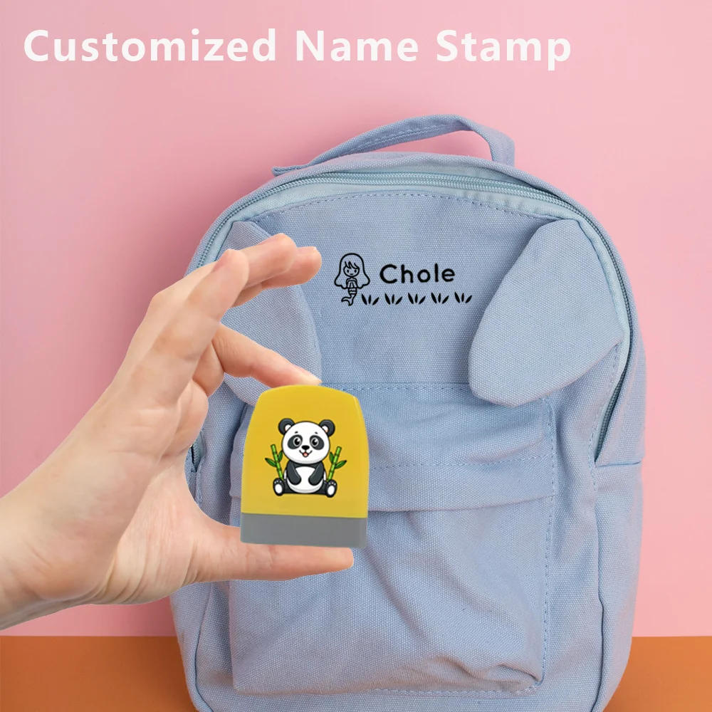 Étiquette autocollante en cristal personnalisable avec nom, motif panda dégradé, lavable et tendance – Identifiez vos effets personnels avec des étiquettes