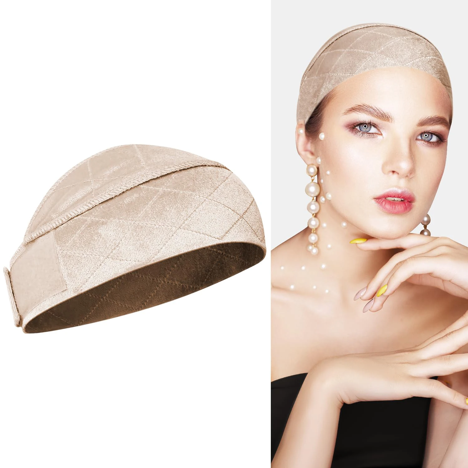 Widen Wigs Band,Velvet Wig Grip Band Non Slip,Adjustable Fasten Wigs Grip Caps for Women to Keep Wig From Moving and Comfort