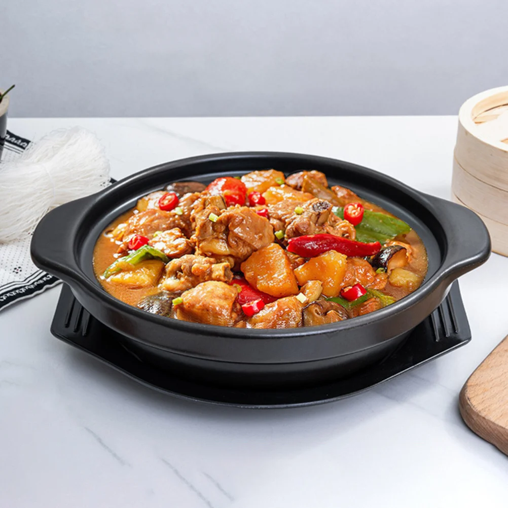 

1Set Ceramic Stockpot for Stove Top Braising Stewing 600ml Portable Korean Stone Pot with Lid Tray