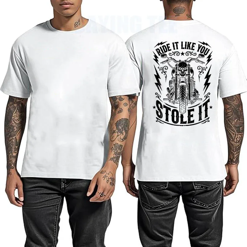 Ride Like You Stole It Biker Lustiges Vater-T-Shirt für Motorradliebhaber Y2k Motorrad-Grafik Herrenkleidung Vintage Spruch T-Shirt – Detail 6