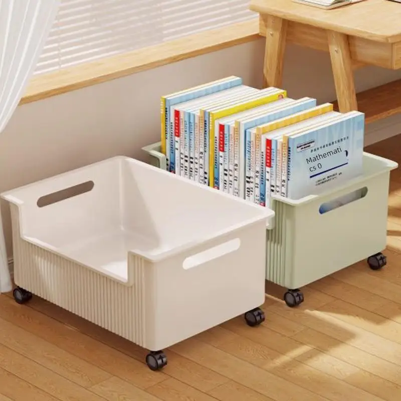 

Modern mat under Desk Bookelf Mobile Wheel Classroom Bookbag Storage Box Student Desktop Bookcase Toy Organizer Plastic