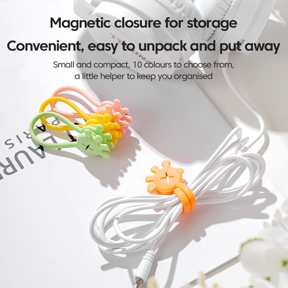 Palm Mini Cable Organizer Silicone USB Cable Management Clips Desktop Wire Manager Cord Holder For Earphone Mouse Bobbin Winder