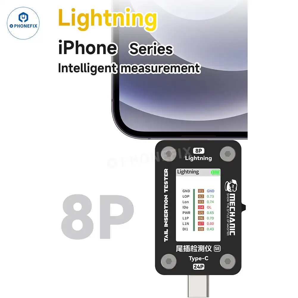 Mechanic T-824 T824 SE Phone Tablet Tail Insertion Detector Digital Display Current Power Check Independent Pin No Disassembly