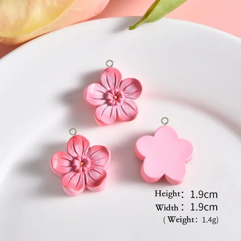 10Pcs Kawaii Pink Cherry Blossom Cake Donut Resin Charms Floral Food Pendants DIY Handcraft Findings For Earrings Keychains