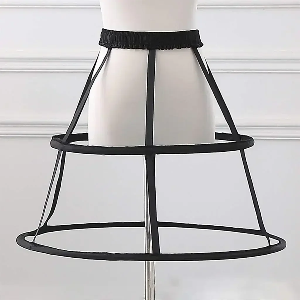 Women Girls Elastic Adjustable Pannier Petticoat 2 Hoop Cage Skirt Wedding Bridal Crinoline Underskirt