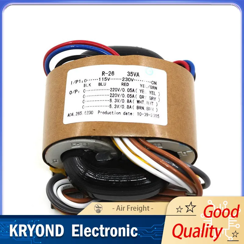 

Аудиотрансформатор 115-230 В, тип R, 35 Вт, 220 В × 2 + 6,3 В × 2 для лампового предусилителя