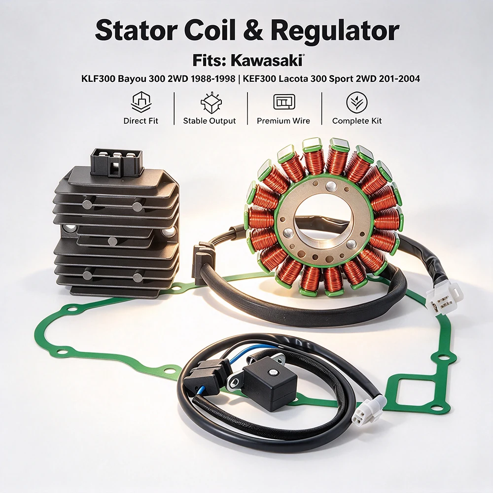 Stator Coil & Regulator Rectifier For Kawasaki KLF300 Bayou KEF300 Lacota Sport 300 2WD 21003-1276 21066-1055 21066-1101