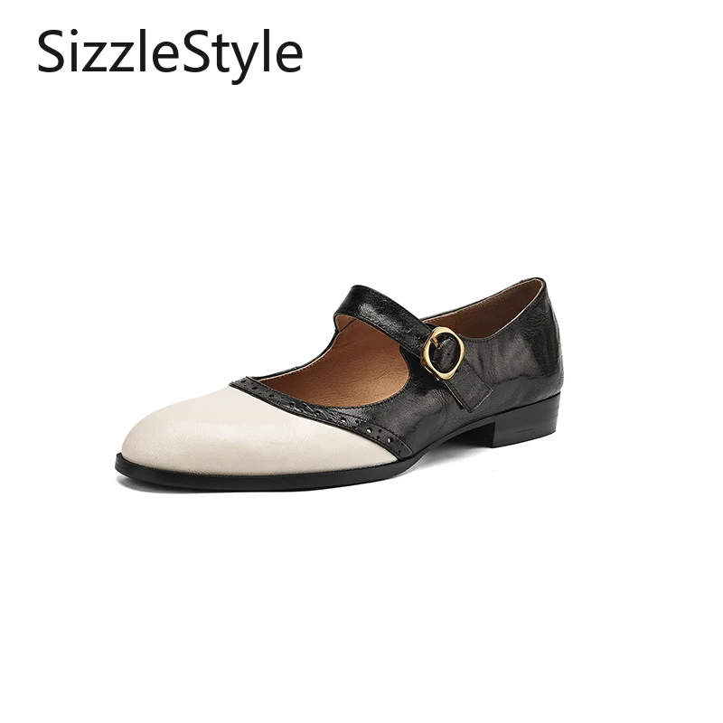 Модные женские туфли из натуральной овечьей кожи с подкладкой в тон, толстый каблук 1,8 см, перфорированные украшения, удобные туфли Мэри Джейн