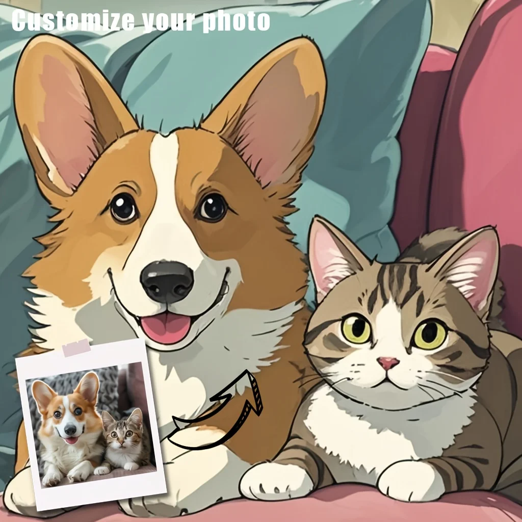 Custom Ghibli Style Cartoon Portrait Wall Art Photo Personalized Create Beautiful Memories Home Decor Suitable for Birthday Gift