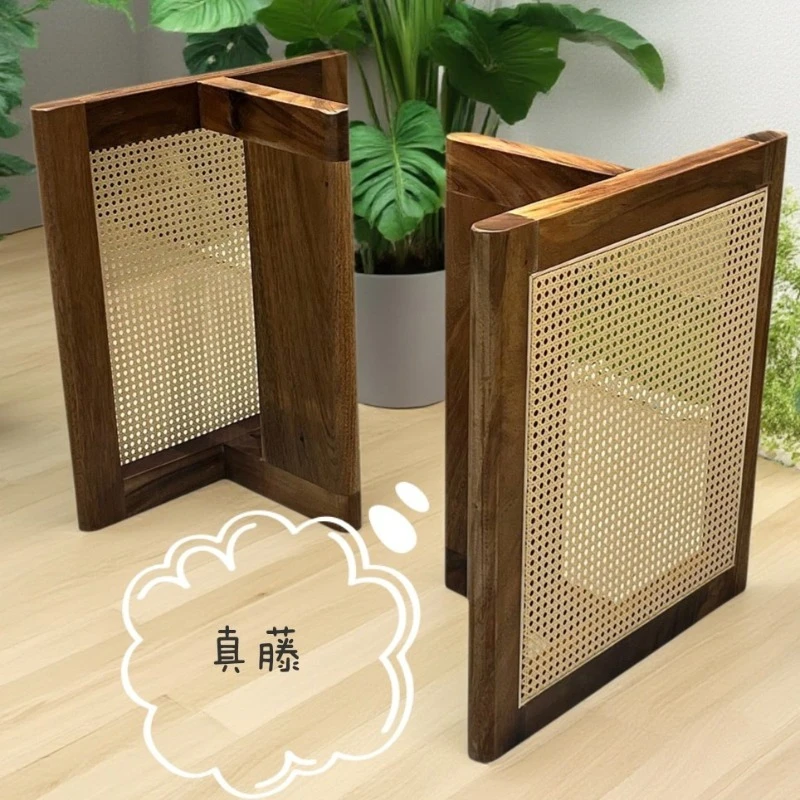 New walnut rattan braided surface special-shaped table legs solid wood bracket base table foot dining table support log