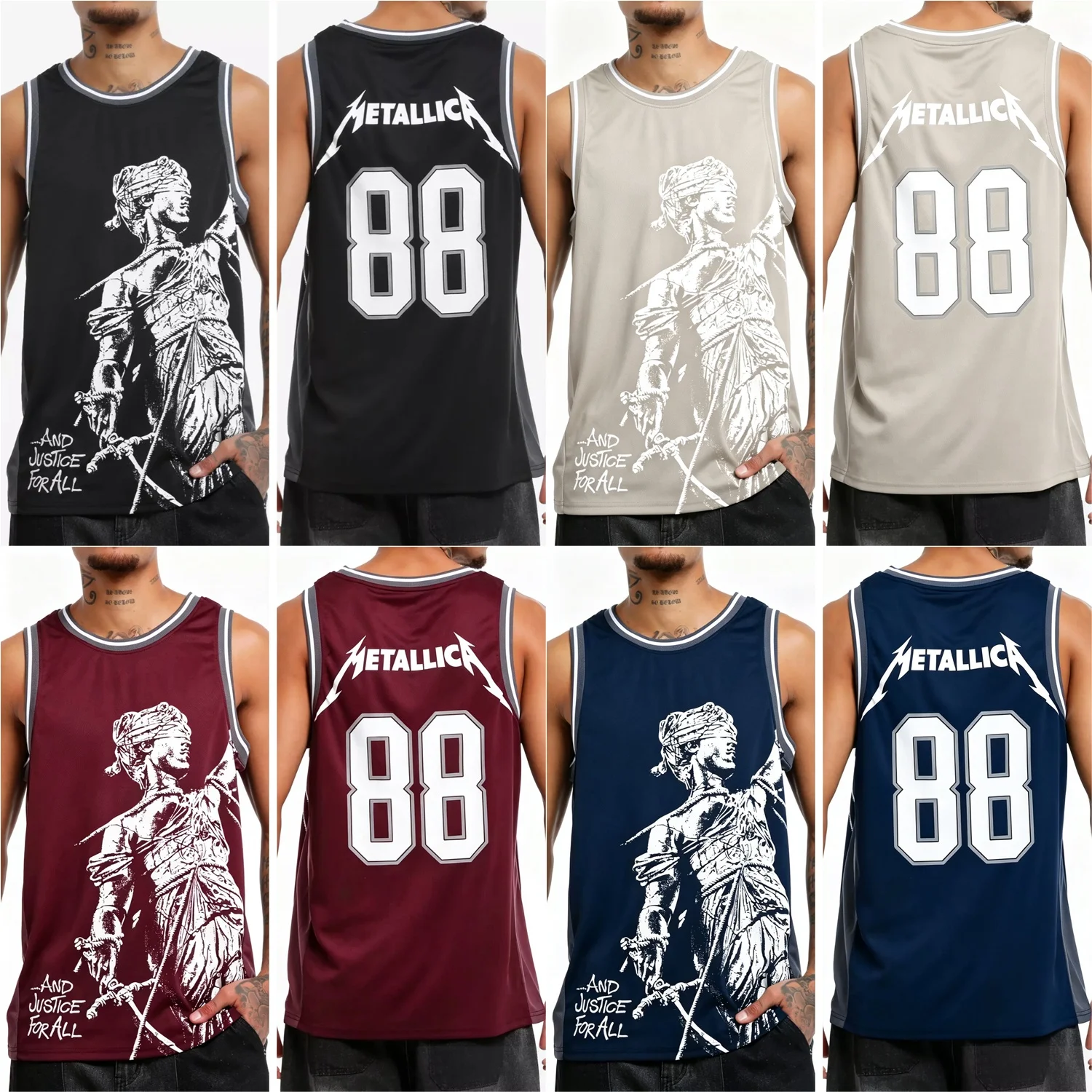 Metallica M72 Eruope World Tour And Justice For All 2026 Basketball Jersey Men's Woman's Summer Breathable Quick-Dry Beach Tops