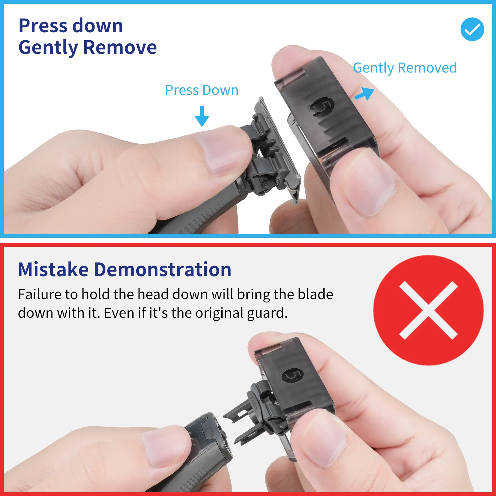 Geleidekam voor Oneblade QP2520/QP2530/QP2630/QP6510/QP6520 - 6-delige set met 1/2/3/5 mm kammen, pc-huidbeschermer en opbergkoffer