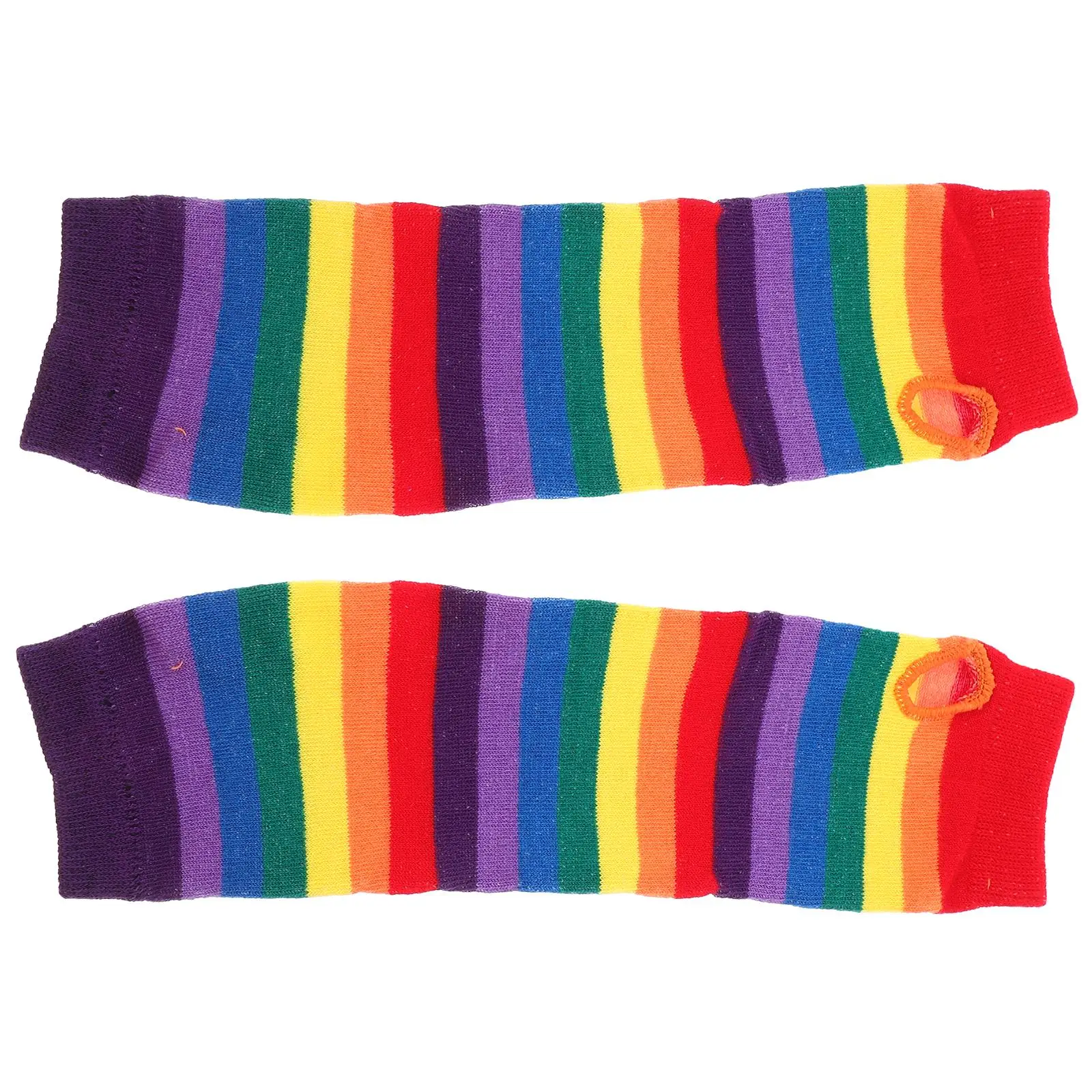 

Long Tube Gloves H Warmers Fingerless Women Girls Fleece Cotton Socks Sun Protection Soft Lightweight Breathable Rainbow Strips