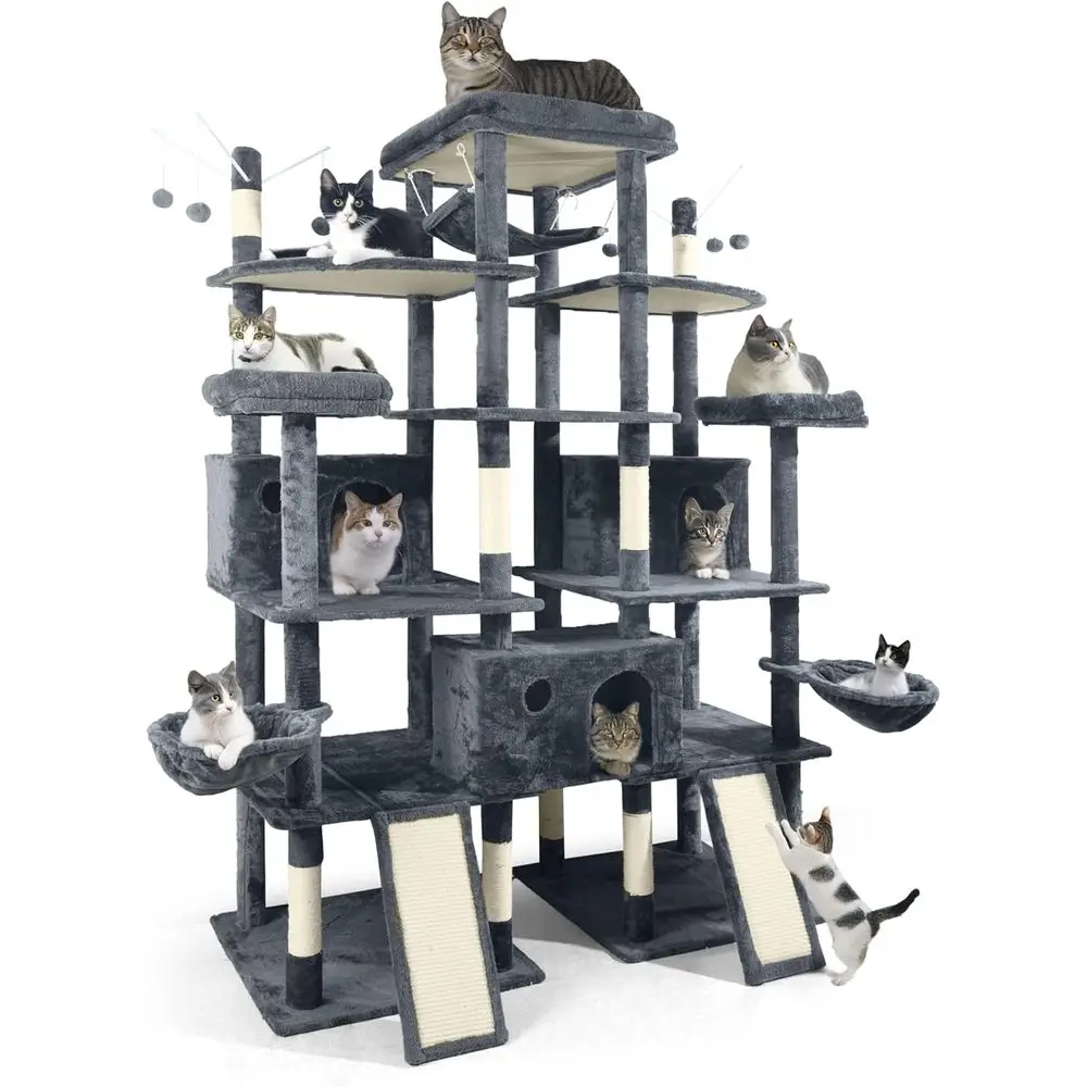 

Многоуровневая игровая стойка-дерево XXL 80 для кошек, с площадками для царапания и широкими перистойками для крупных кошек