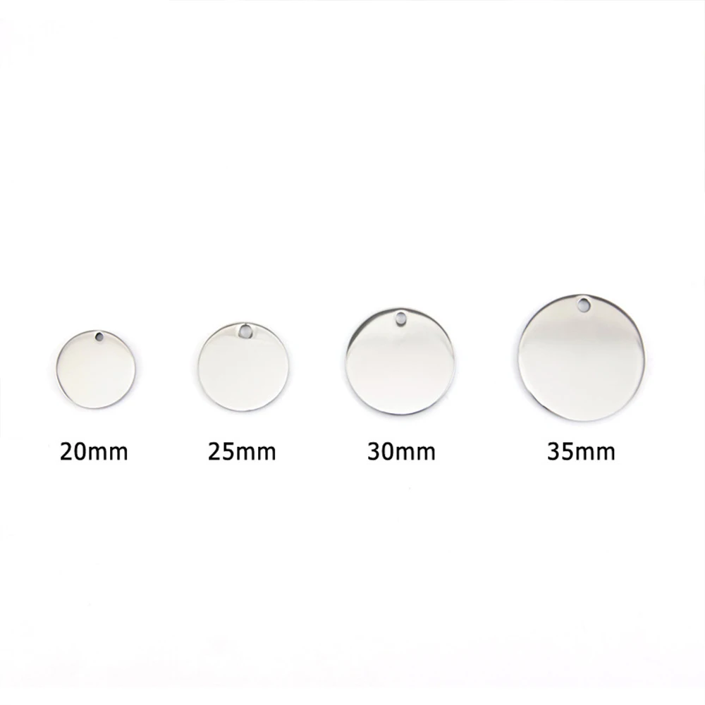 1pcs 2-Sided Engraved Round Penant Necklace Personalized Engrave Text Photo Stainless Steel Charm for Women Men Jewelry Gift