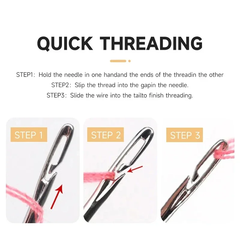 12/36Pcs Blind Needle Elderly Needle-side Hole Hand Household Sewing Stainless Steel Sewing Needless Threading Diy Jewelry