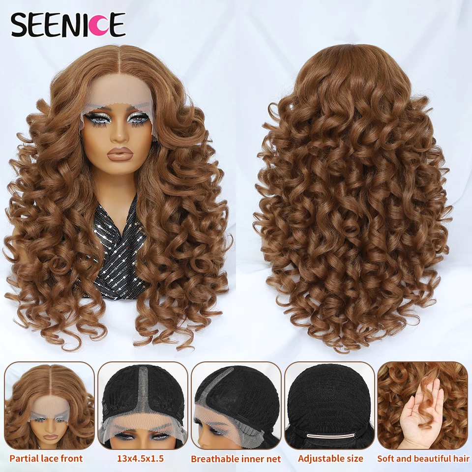 Latisha 24Inch Synthetic Lace Front Wigs For Black Women Curly Afro Lace Wigs Blonde Orange 13X4.5X1 Cosplay Hair Daily Use