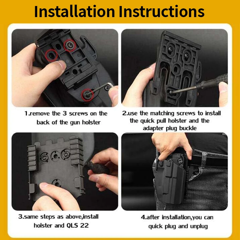 Tactical QLS 19 22 Quick Locking System Kit or Pistol Holster,with Mid Ride Belt Loop Adapter,Airsoft Hunting Accessories