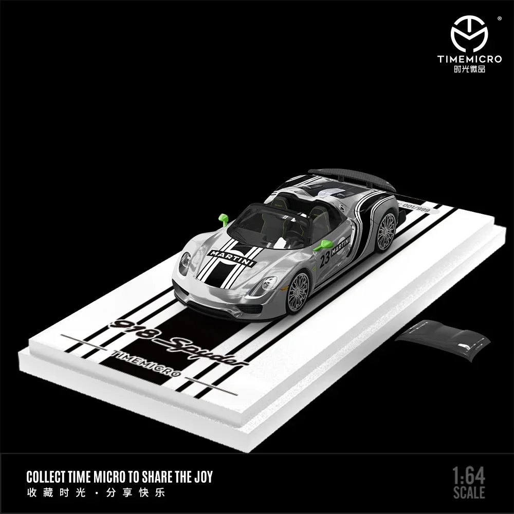 

TM In Stock 1:64 918Spyder Silver Diecast Diorama Car Model Collection Toy Time Micro