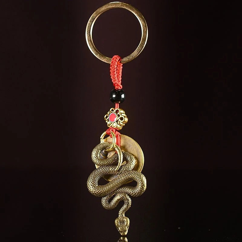 Llavero con colgante de la suerte de serpiente del zodiaco chino, accesorios creativos para llaves de riqueza, bolso, regalo de joyería, 2025