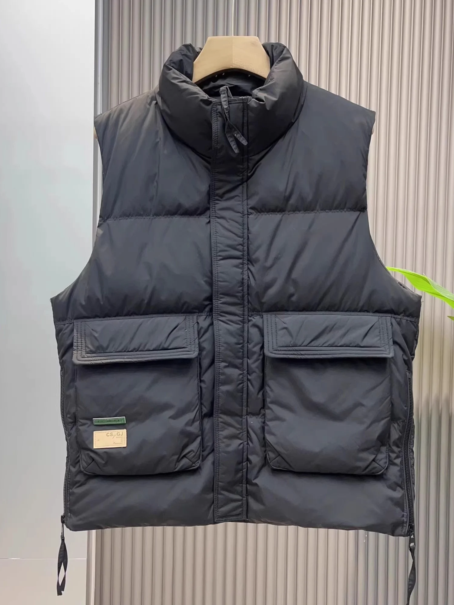 

Утепленный жилет больших размеров с воротником-стойкой для осени и зимы, модный брендовый рабочий жилет, верхняя одежда, теплый жилет с подплечниками