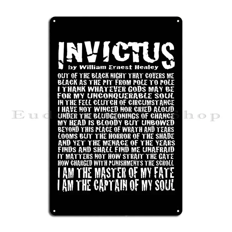 Invictus Grunge Style Metal Sign Funny Kitchen Party Club Print Cinema Tin Sign Poster