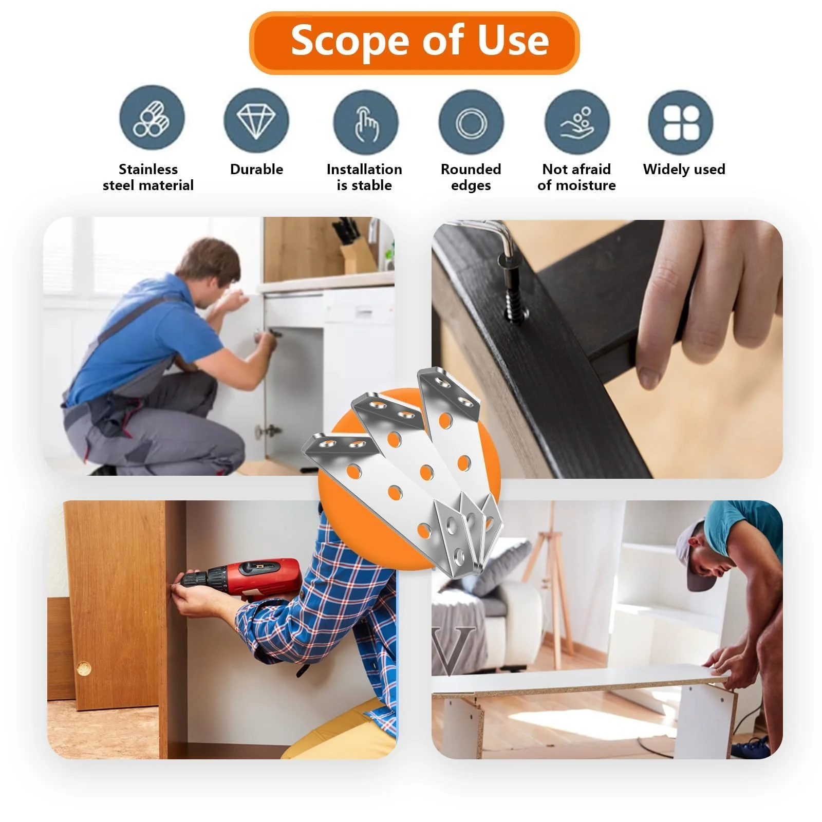 20PCS Corner Brackets with Screws Stainless Steel Angle Bracket For Wood Furniture Corner Connector Corner Brace