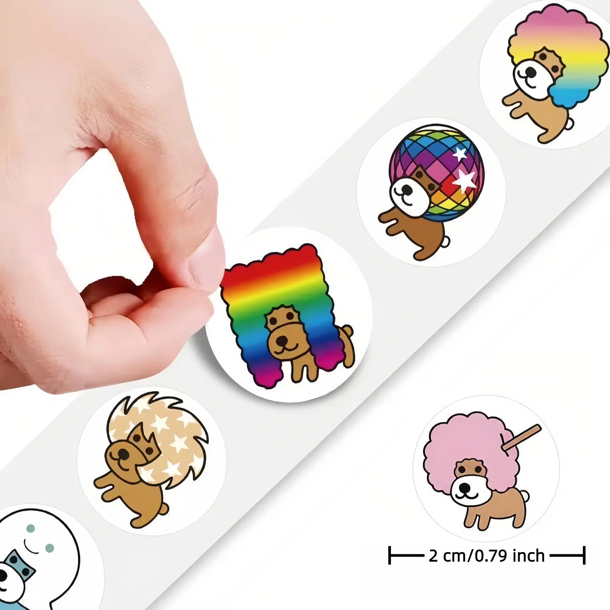 500Pcs Roll Self‑Adhesive Disco Dog Labels for DIY Scrapbook Packaging Party Stationery Luggage Decor 2cm/0.79inch view 2