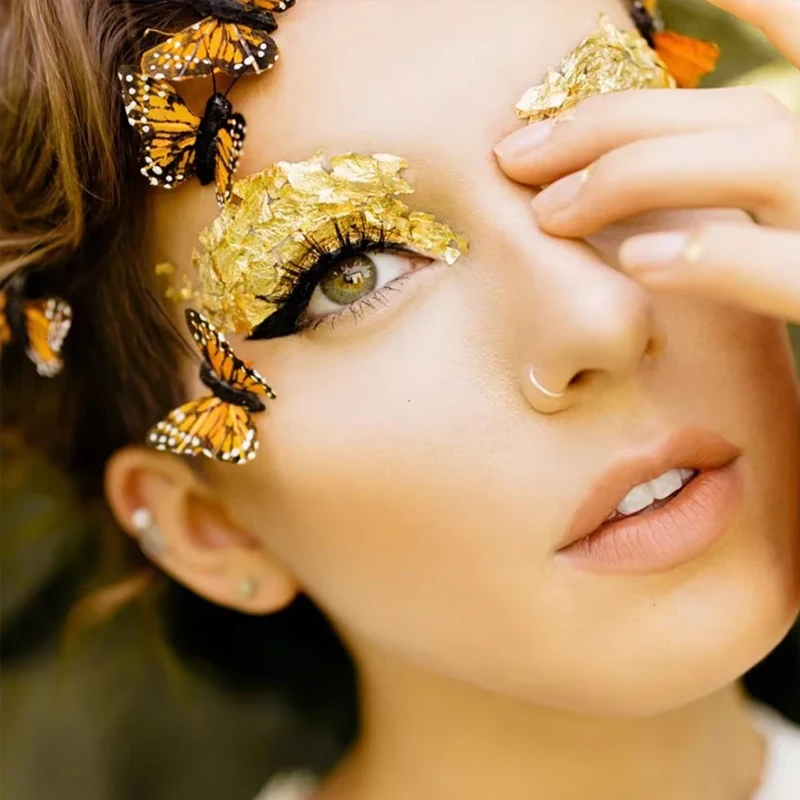 

10Pcs/100Pcs 24K Gold Leaf Sheets Real Gold Foil for Art Decoration Skin Care Gilding - Pure Gold Leaf Flake for Crafts Paper