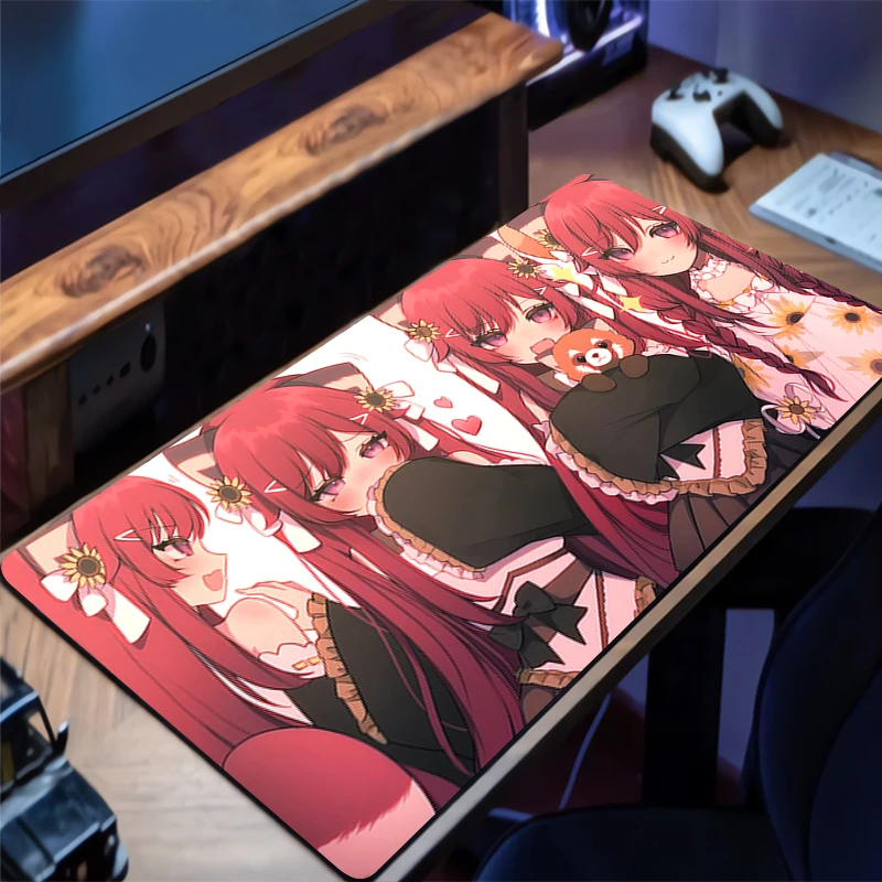 

Anime Pink Illustration Girl Mousepad Gamer Gaming Mouse Pad Desk Mat Playmat Soft Computer and Office Cabinet Keyboard Pad