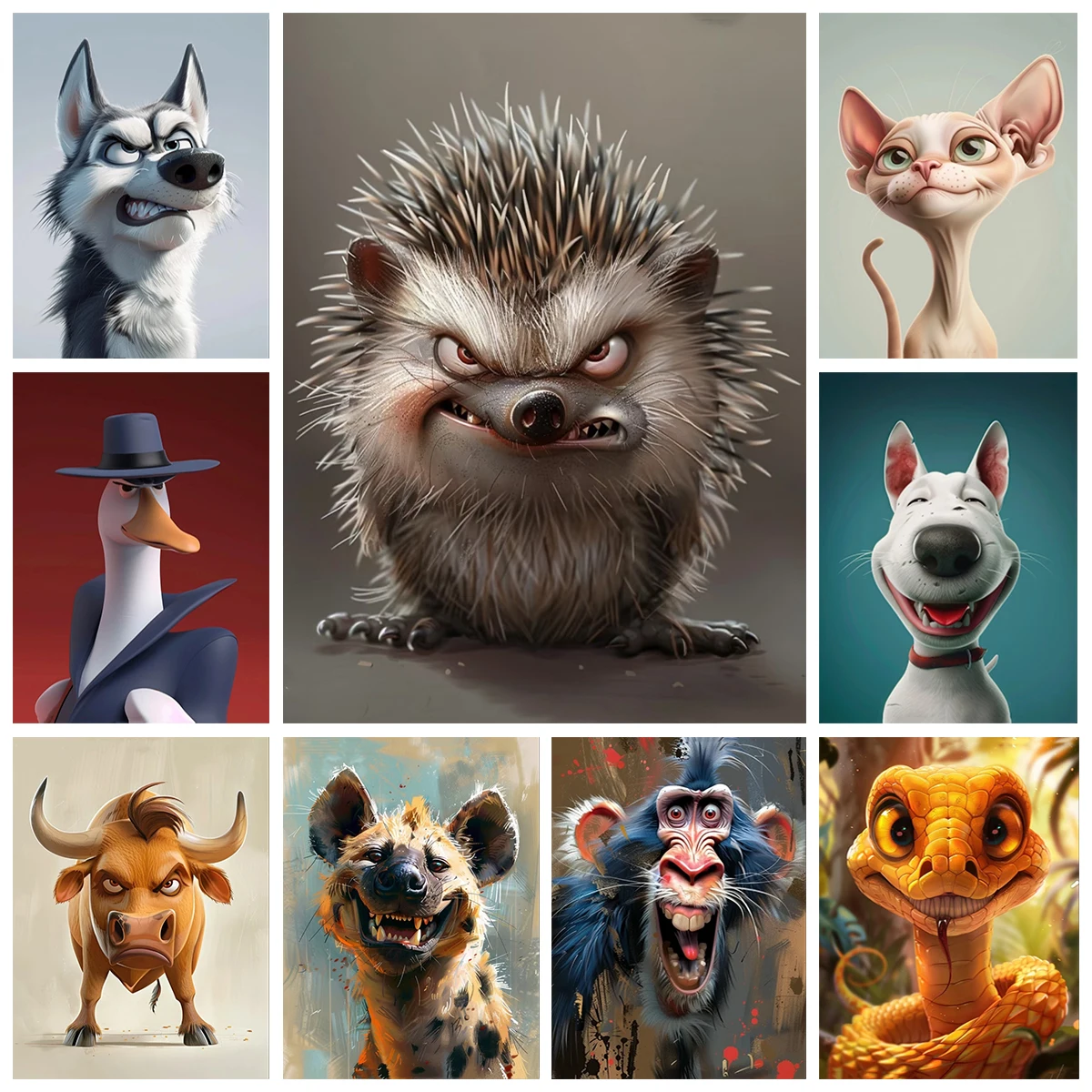 

Ежик, забавное животное, сделай сам, цифровая картина маслом, милый портрет домашнего животного, красочная ручная роспись, животное, искусство, украшение для дома, стены, подарок