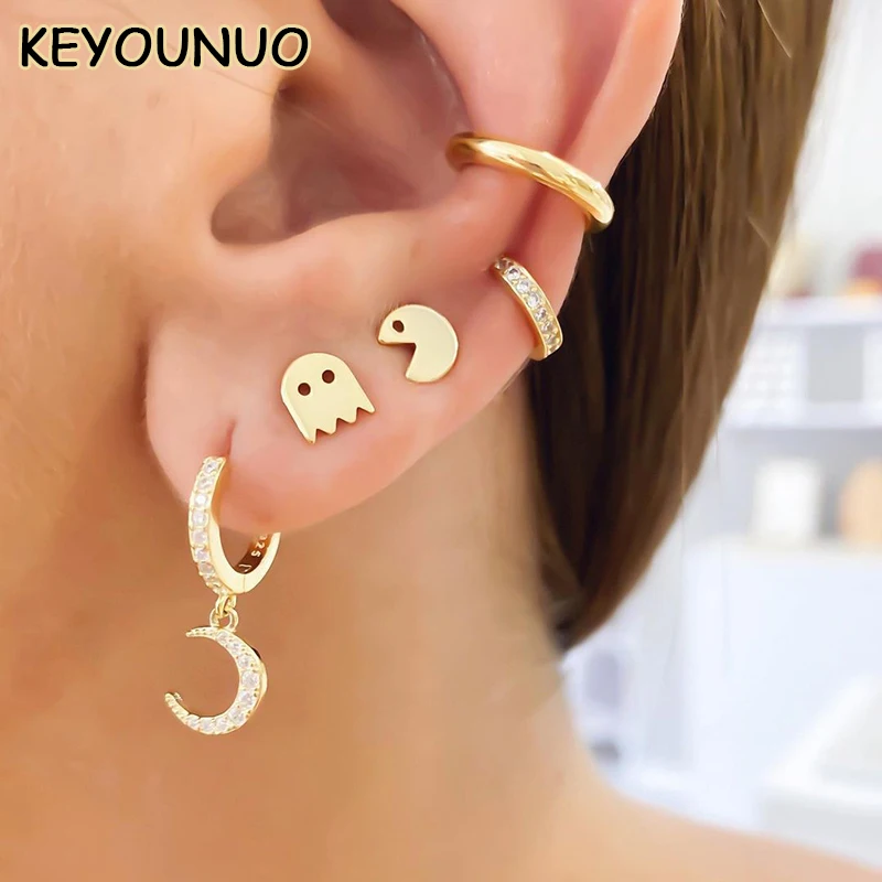 KEYOUNUO Gold Filled Stud Earrings For Women Piercing Smooth Grimace Earrings 2023 Women's Fashion Party Jewelry Wholesale