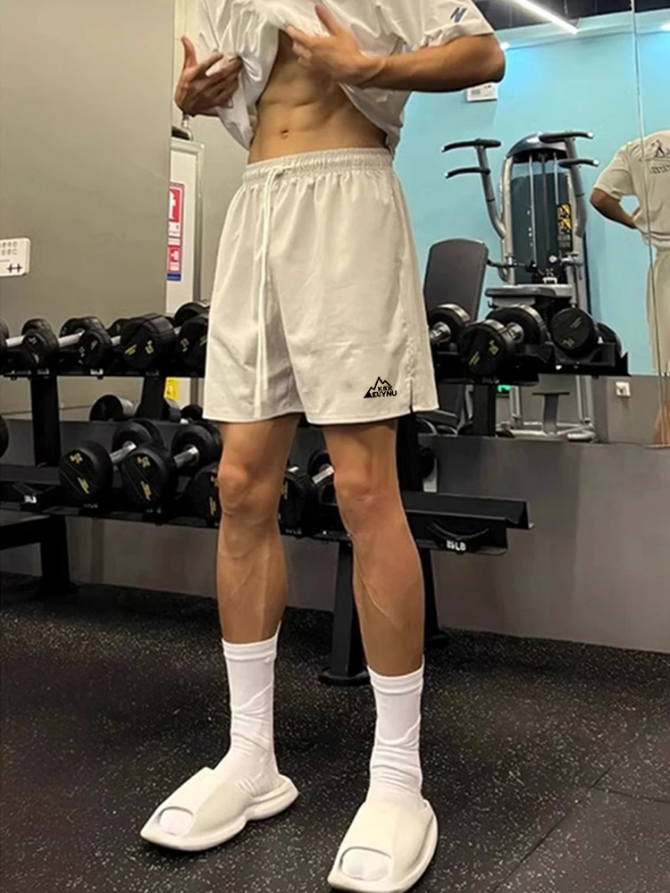 

Мужские летние спортивные брюки из быстросохнущего нейлона и ледяного шелка, прямого кроя, для активного отдыха, повседневные, с разрезами по бокам (четыре/пять карманов)