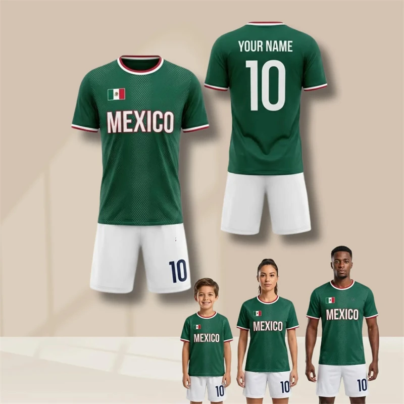 Mexico Football Team T-shirt Men Women Customized Name Number Personality Sport Football Jersey 2026 Fashion New Quick Dry Tee