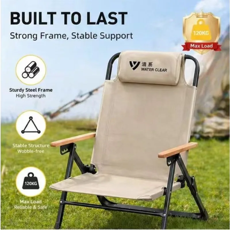 

Adjustable Folding Recliner Camping High Back Outdoor Portable Backrest Relax Chairs Leisure Chair Camp Chair Folding Chair